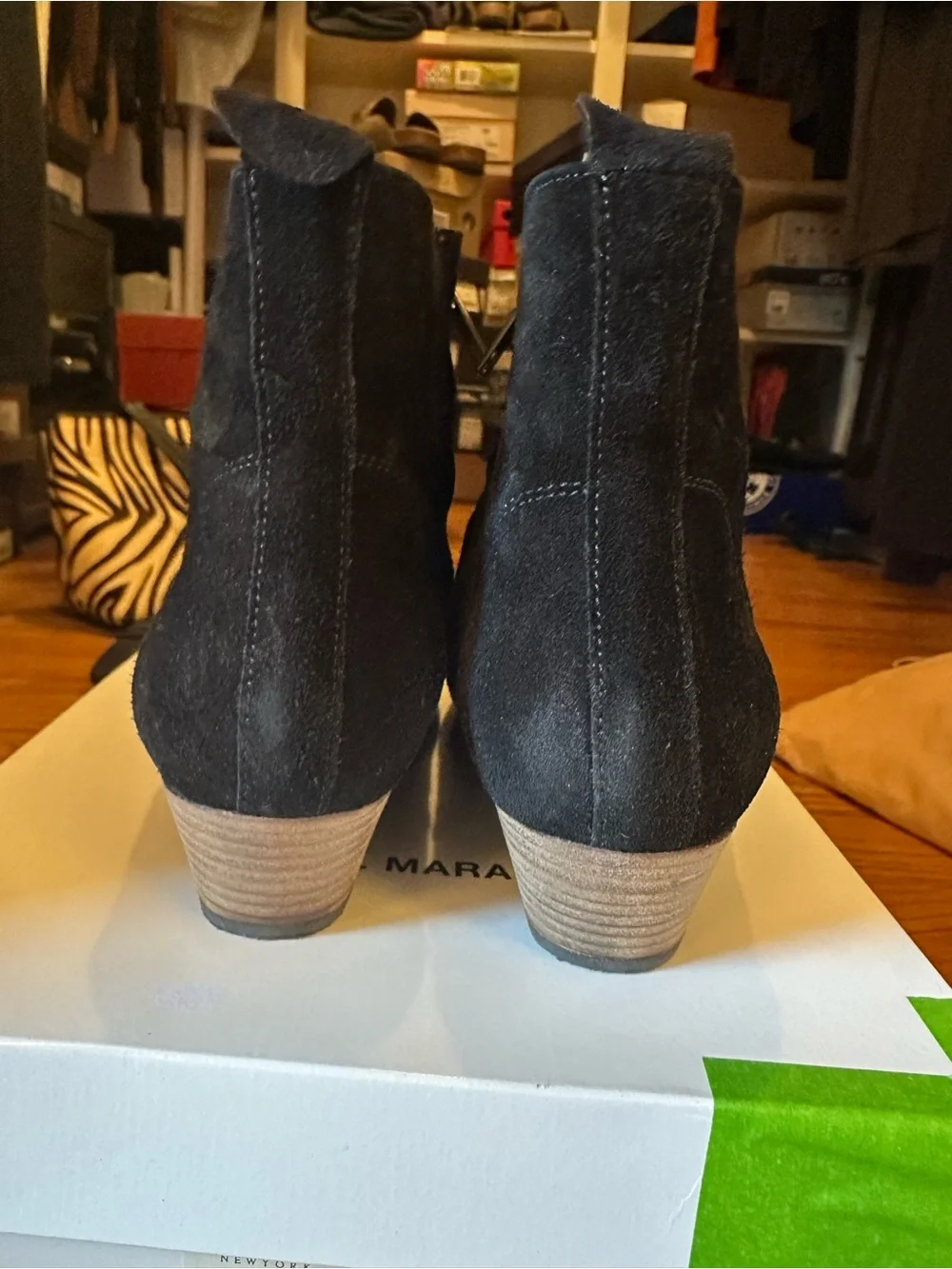 Isabel Marant Black Suede Zip Ankle Booties
